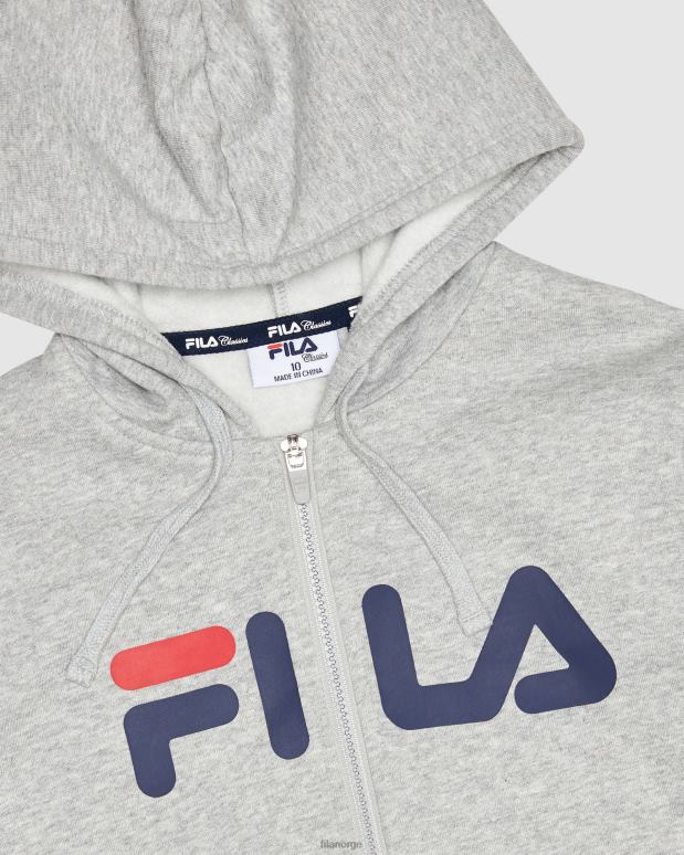FILA barn fila classic kids hettegenser med glidelås i sølv marle HHL843121 sølv marle