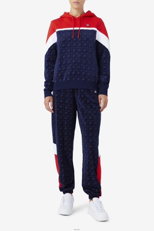 FILA kvinner marine/rød/hvit helen velour jogger fila HHL841560 marine/rød/hvit