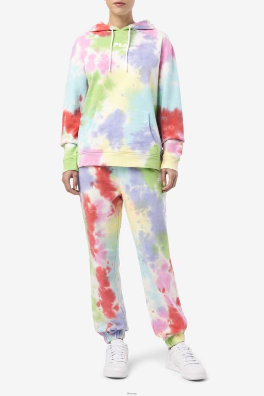 FILA kvinner aerolynn tie dye hettegenser fila grønn/hvit/periwinkle/rød HHL841532 grønn/hvit/periwinkle/rød