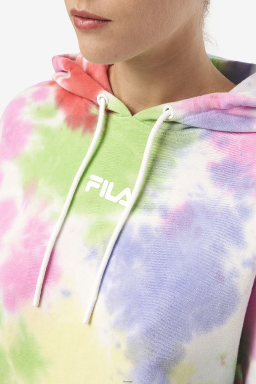 FILA kvinner aerolynn tie dye hettegenser fila grønn/hvit/periwinkle/rød HHL841532 grønn/hvit/periwinkle/rød