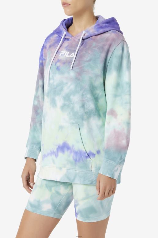 FILA kvinner aruba blå tie dye fila aerolynn tie dye hettegenser HHL841527 aruba blå slipsfarge