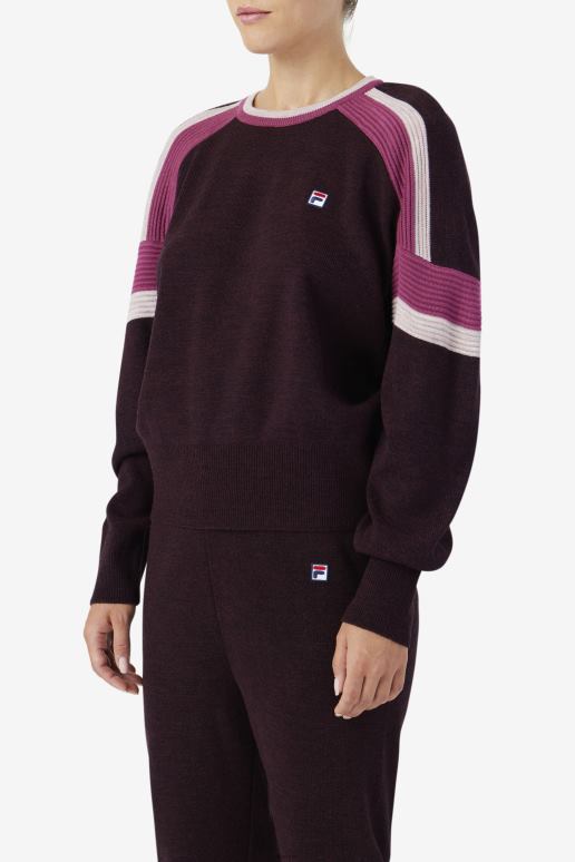 FILA kvinner fila frankie knit crew druevin/rouge/potpurri HHL841489 druevin/rouge/potpurri