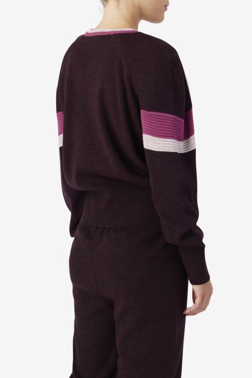FILA kvinner fila frankie knit crew druevin/rouge/potpurri HHL841489 druevin/rouge/potpurri