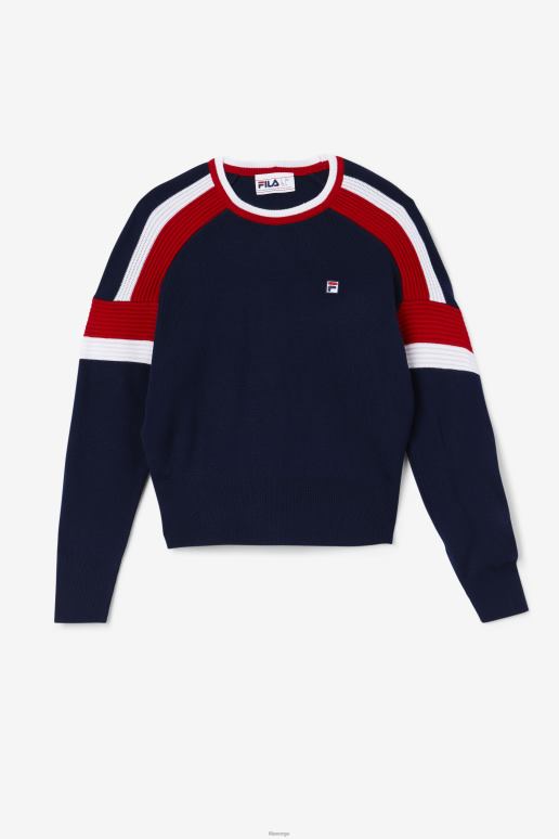 FILA kvinner frankie knit crew fila marine/rød/hvit HHL841490 marine/rød/hvit