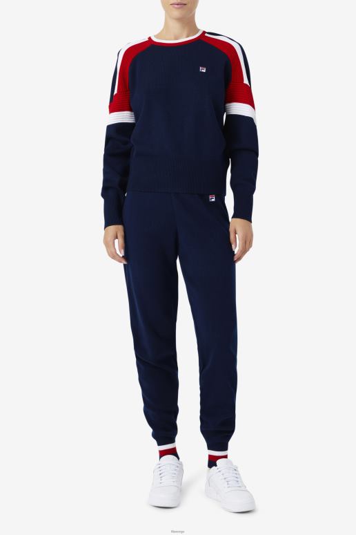 FILA kvinner frankie knit crew fila marine/rød/hvit HHL841490 marine/rød/hvit