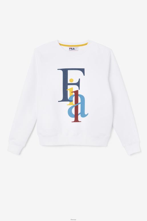 FILA kvinner hvit/hav/gul fila araceli crewneck HHL841485 hvit/hav/gul