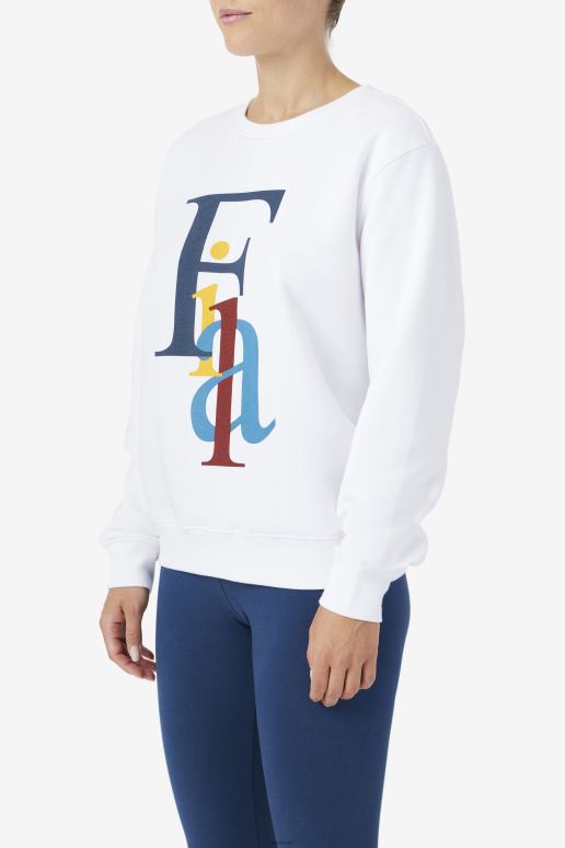 FILA kvinner hvit/hav/gul fila araceli crewneck HHL841485 hvit/hav/gul