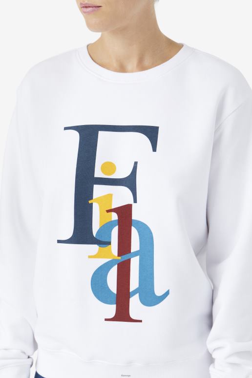 FILA kvinner hvit/hav/gul fila araceli crewneck HHL841485 hvit/hav/gul