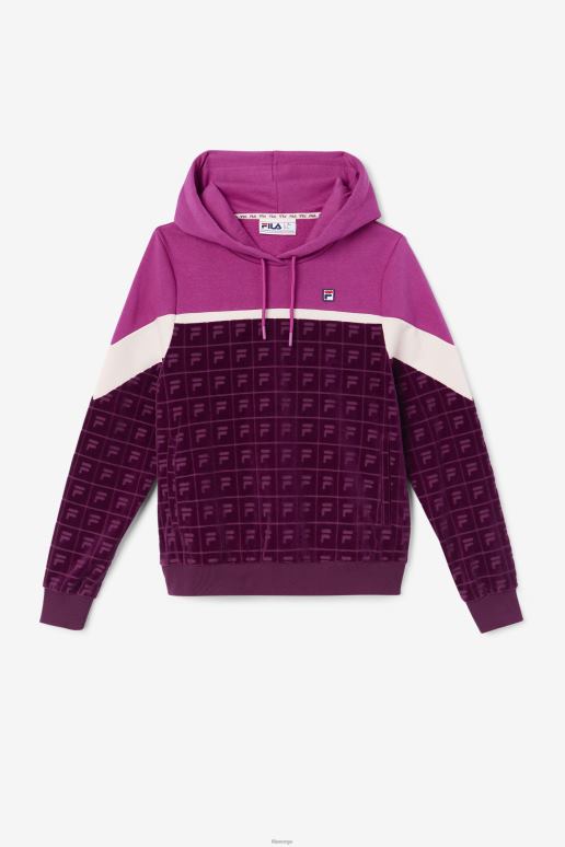 FILA kvinner lorri velour hettegenser drue vin/rouge/potpourri fila HHL841487 druevin/rouge/potpurri