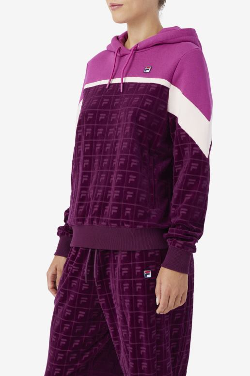 FILA kvinner lorri velour hettegenser drue vin/rouge/potpourri fila HHL841487 druevin/rouge/potpurri
