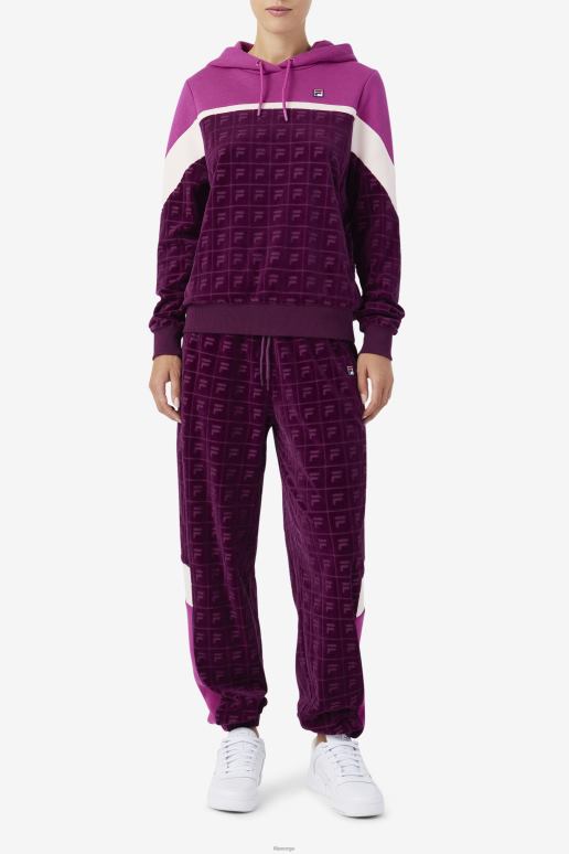 FILA kvinner lorri velour hettegenser drue vin/rouge/potpourri fila HHL841487 druevin/rouge/potpurri