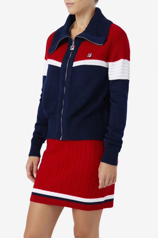 FILA kvinner marine/rød/hvit fila jill cardigan HHL841521 marine/rød/hvit