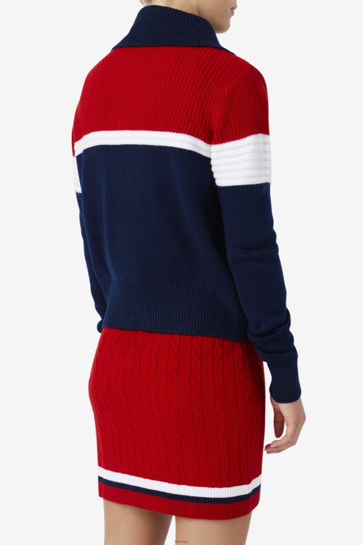 FILA kvinner marine/rød/hvit fila jill cardigan HHL841521 marine/rød/hvit