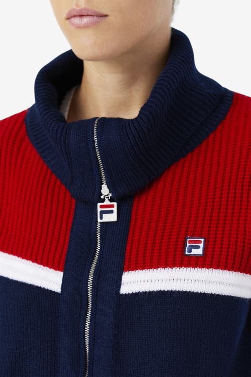 FILA kvinner marine/rød/hvit fila jill cardigan HHL841521 marine/rød/hvit