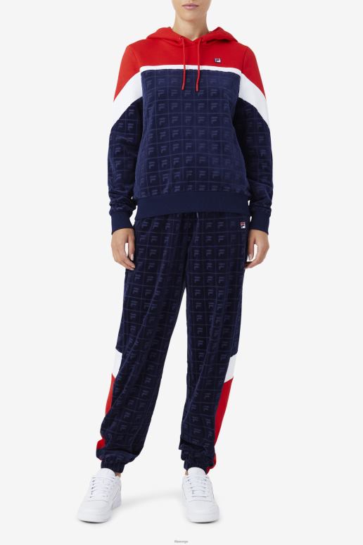FILA kvinner marine/rød/hvit lorri velour hettegenser fila HHL841488 marine/rød/hvit