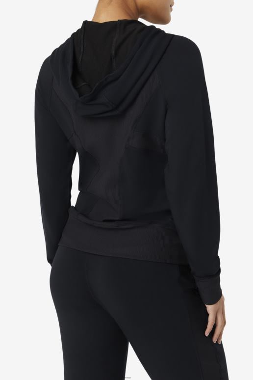 FILA kvinner svart fi-lux tekstur hettegenser fila med full glidelås HHL841932 svart