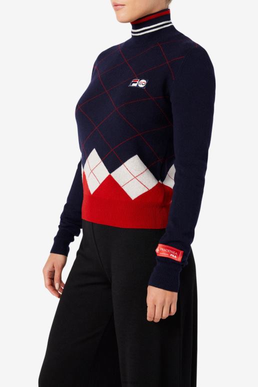 FILA kvinner turtleneck genser fila marine/hvit/rød HHL842930 marine/hvit/rød