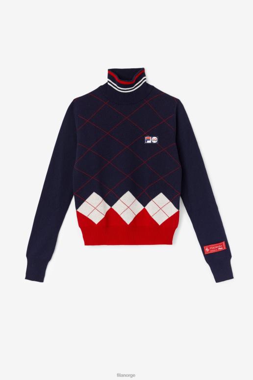FILA kvinner turtleneck genser fila marine/hvit/rød HHL842930 marine/hvit/rød