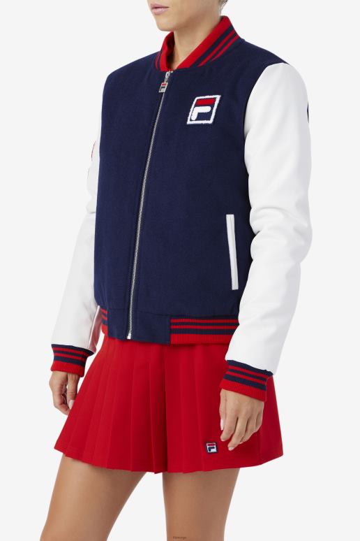 FILA kvinner dixon varsity jakke marine/hvit/rød fila HHL841757 marine/hvit/rød