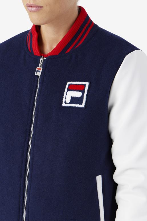FILA kvinner dixon varsity jakke marine/hvit/rød fila HHL841757 marine/hvit/rød