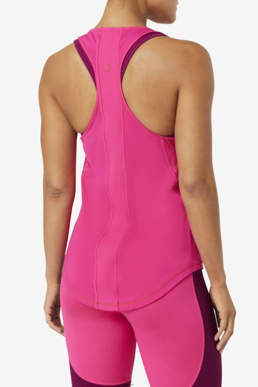 FILA kvinner fila brtpink uplift teksturert racerback tank-topp HHL841882 brtrosa
