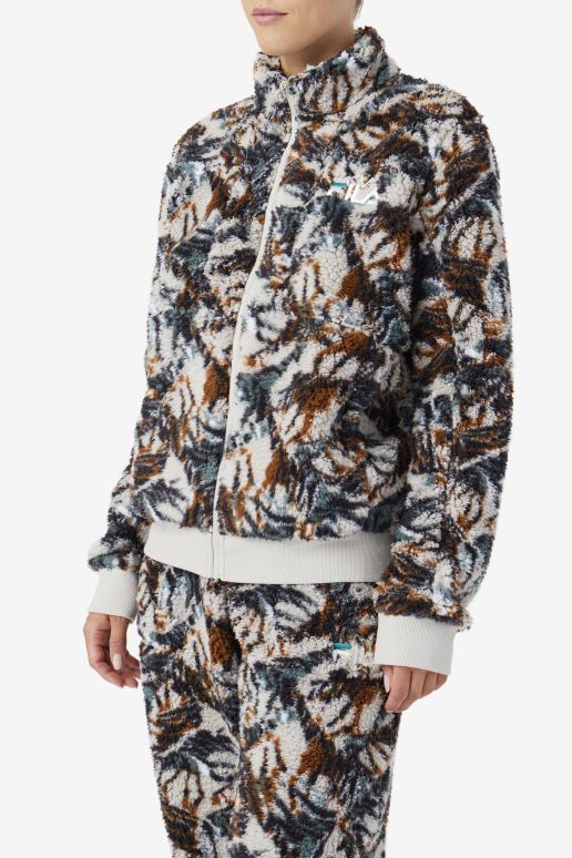FILA kvinner fila drewe sherpajakke egret/stormy/deep lake print HHL841783 hegre/stormfull/dyp innsjø trykk