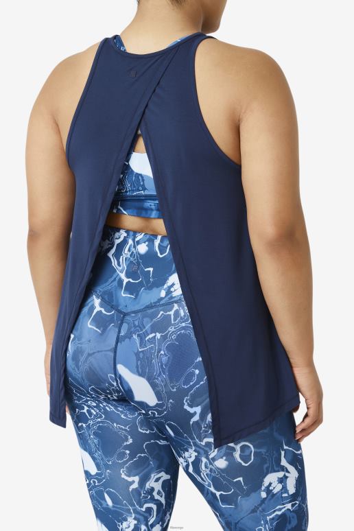 FILA kvinner fila fi-lux tanktopp med åpen rygg, marine HHL841915 marinen