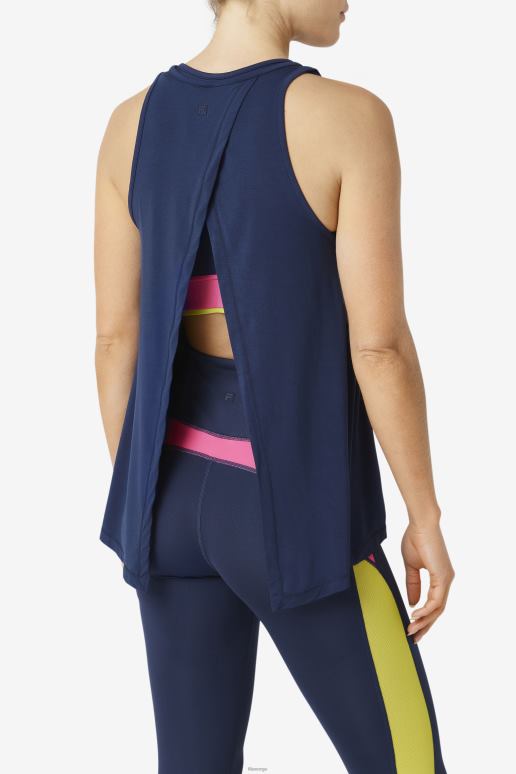 FILA kvinner fila navy fi-lux tanktopp med åpen rygg HHL841864 marinen