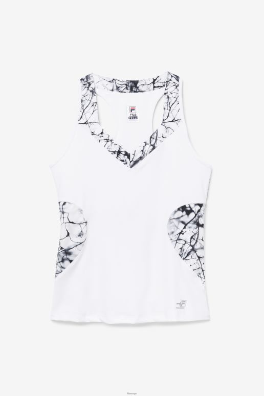 FILA kvinner fila pickleball grime tank marmor print/hvit HHL842035 marmortrykk/hvit