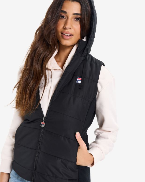 FILA kvinner fila svart iranga puffvest for kvinner HHL842974 svart