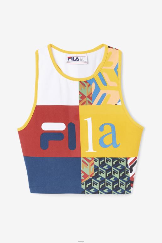 FILA kvinner gul/hvit/rabarbra/hav zhuri tank fila HHL841380 gul/hvit/rabarbra/hav