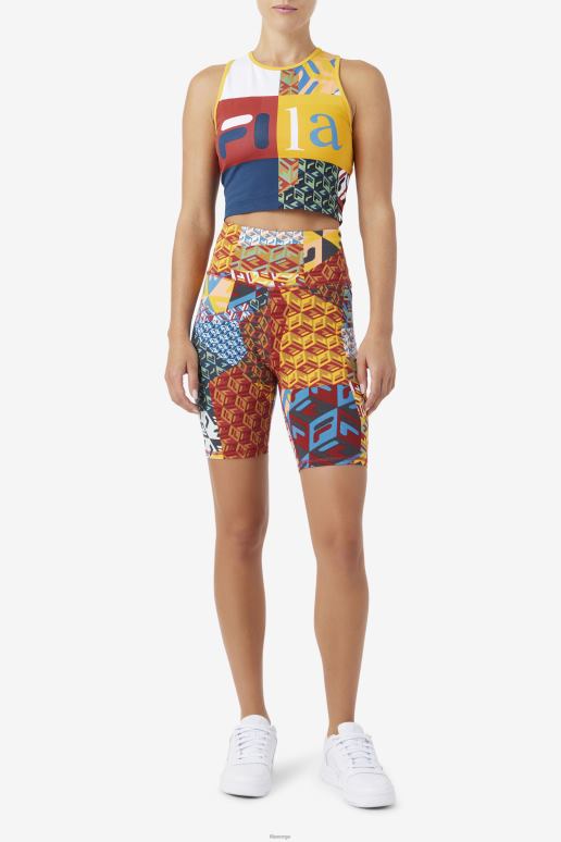 FILA kvinner gul/hvit/rabarbra/hav zhuri tank fila HHL841380 gul/hvit/rabarbra/hav