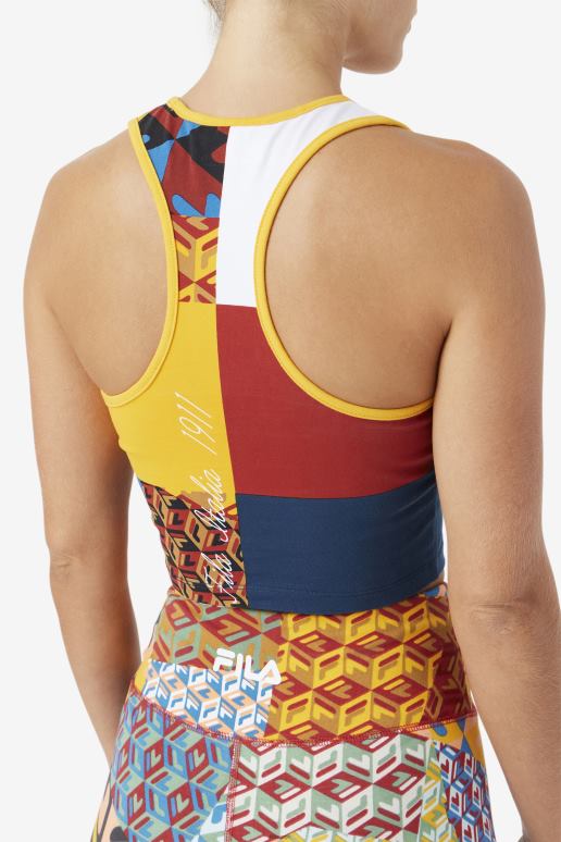 FILA kvinner gul/hvit/rabarbra/hav zhuri tank fila HHL841380 gul/hvit/rabarbra/hav