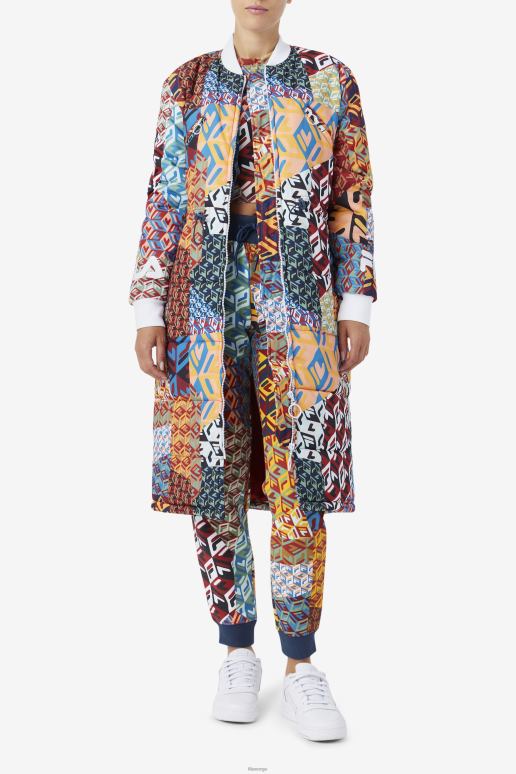 FILA kvinner hav/gul/hvit fila joanna kåpe med allover print HHL841755 hav/gul/hvit