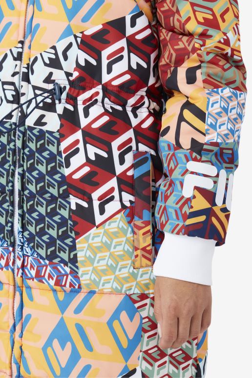 FILA kvinner hav/gul/hvit fila joanna kåpe med allover print HHL841755 hav/gul/hvit