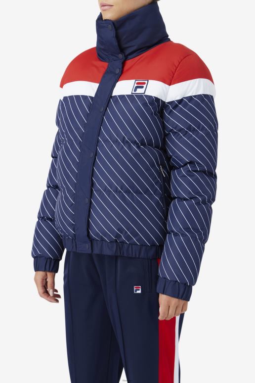 FILA kvinner lottie pufferjakke marine/hvit/rød fila HHL841781 marine/hvit/rød