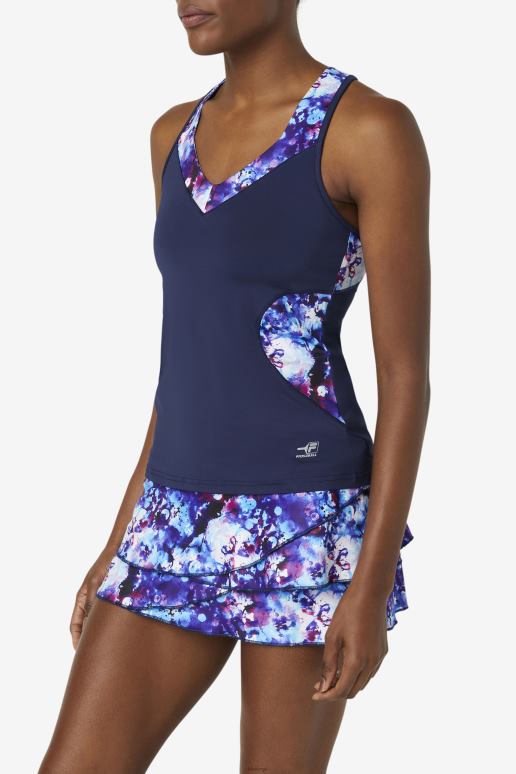 FILA kvinner pickleball grime tank fila marine print/marine HHL842036 marine print/marine