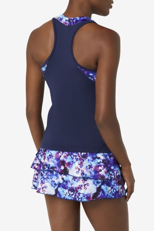 FILA kvinner pickleball grime tank fila marine print/marine HHL842036 marine print/marine