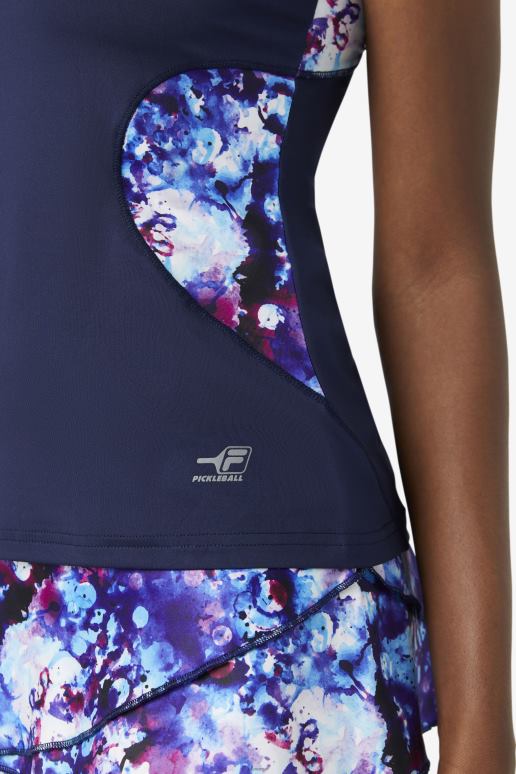FILA kvinner pickleball grime tank fila marine print/marine HHL842036 marine print/marine