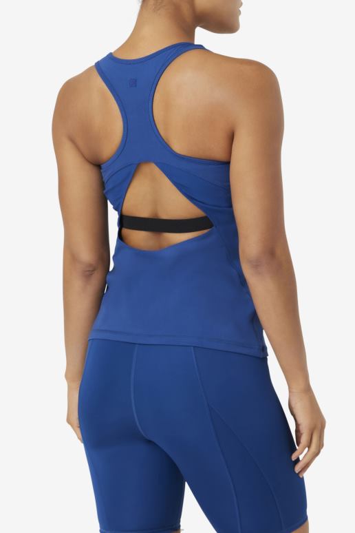 FILA kvinner uplift open racerback tank top fila marine peony/svart HHL841874 marine peon/svart