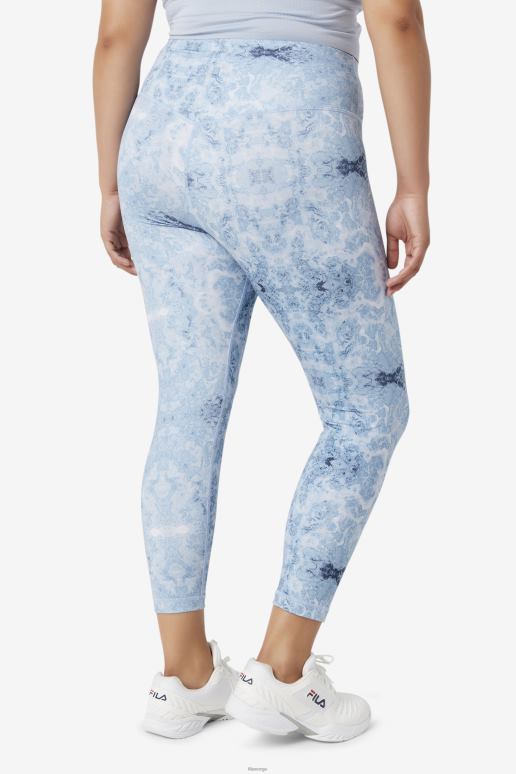 FILA kvinner fila blue fog print forza elegante 7/8 leggings HHL841984 blått tåketrykk