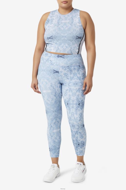FILA kvinner fila blue fog print forza elegante 7/8 leggings HHL841984 blått tåketrykk