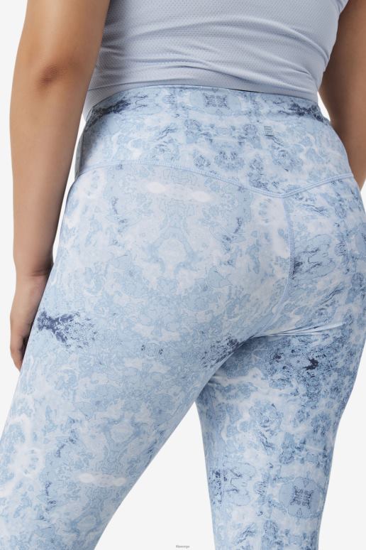 FILA kvinner fila blue fog print forza elegante 7/8 leggings HHL841984 blått tåketrykk