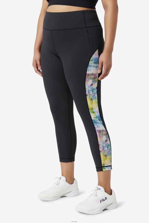 FILA kvinner forza contrast 7/8 leggings black/tie dye fila HHL841979 black/tie dye