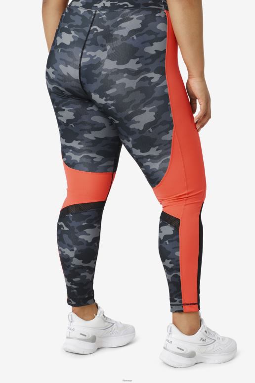 FILA kvinner forza fargeblokkert legging fila dark camo/hot coral/svart HHL842000 mørk camo/varm korall/svart