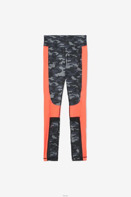 FILA kvinner forza fargeblokkert legging fila mørk camo/korall/svart HHL841976 mørk camo/varm korall/svart