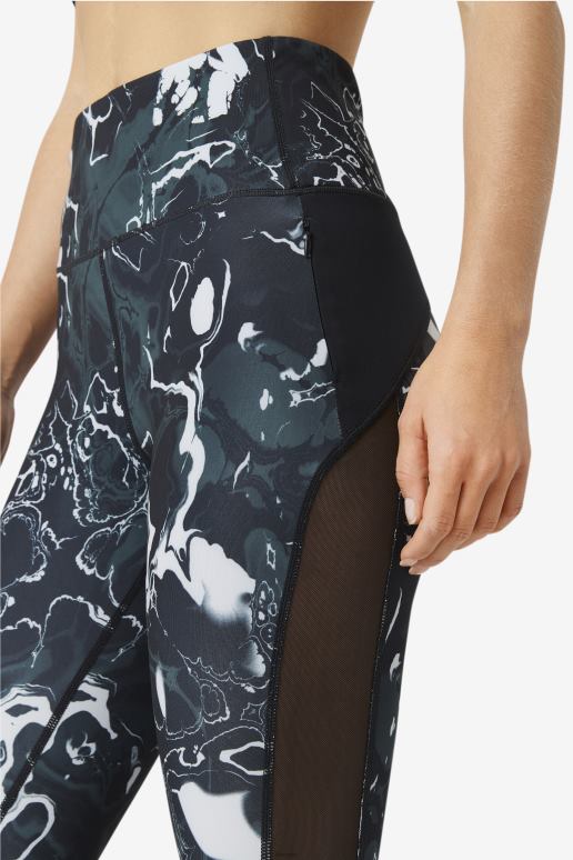 FILA kvinner forza kontrast 7/8 leggings fila svart marmor HHL841964 svart marmor