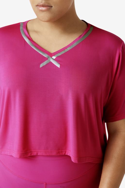 FILA kvinner fi-lux hi-low crop top fila lys rosa HHL841916 lys rosa