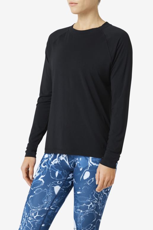 FILA kvinner fi-lux mesh-rygg langermet crew fila svart HHL841868 svart