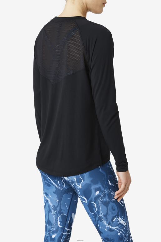 FILA kvinner fi-lux mesh-rygg langermet crew fila svart HHL841868 svart